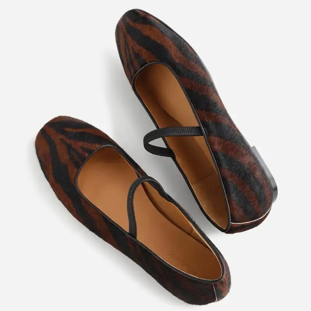 Madewell Greta Ballet Flats Brown and Black Zebra